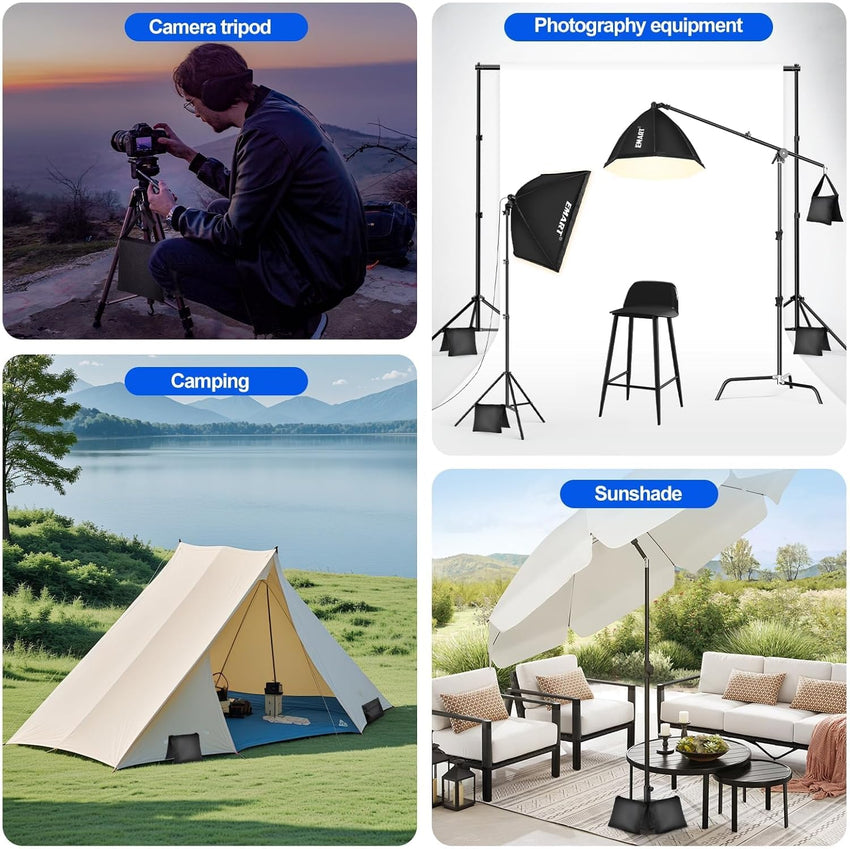 EMART Heavy Duty Sandbags,Weight Sand Bags Photo Studio Saddlebag Design for Photography Stand Light Tripod, Outdoor Patio, Sports, Photo Sets, Film Sets, Live Productions-(Black-4 Packs)
