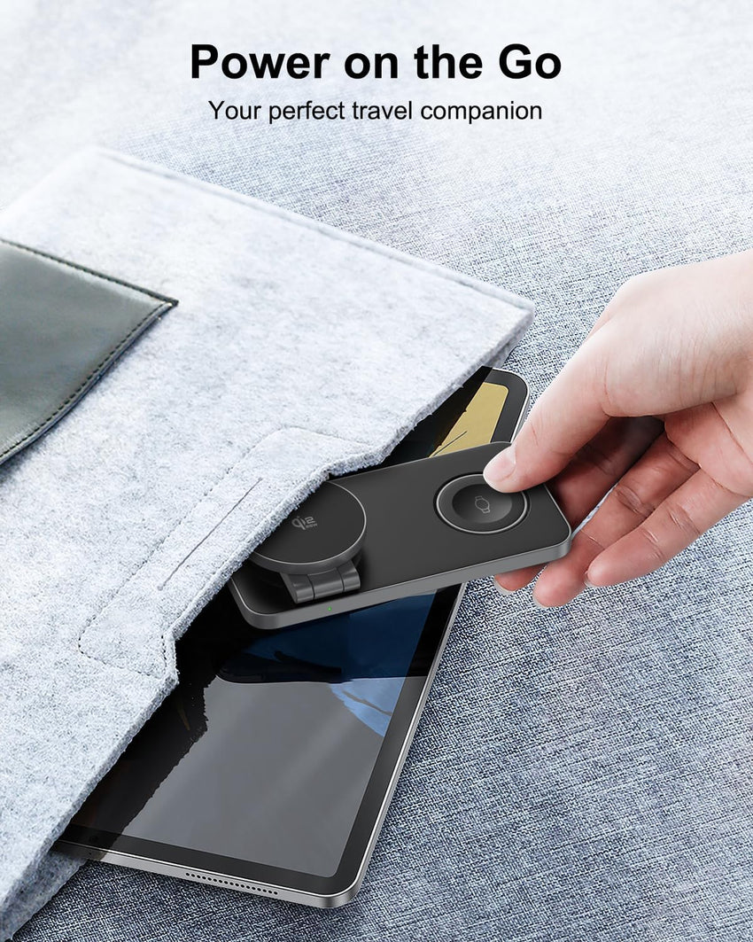 3-in-1 Magnetic Wireless Charger Qi2 25W MagSafe-Compatible for Samsung & iPhone Black