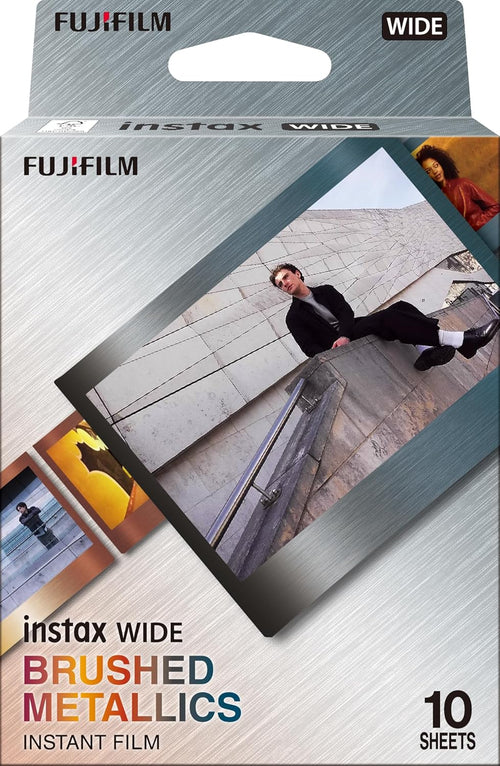 INSTAX WIDE instant film, Brushed Metal Border design, 10 shot cartridge