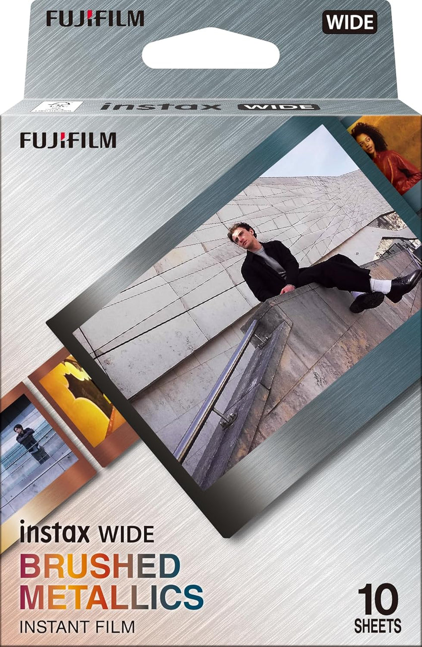 INSTAX WIDE instant film, Brushed Metal Border design, 10 shot cartridge