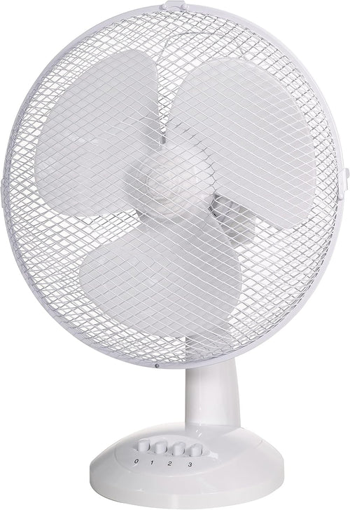 Russell Hobbs 12in Portable Desk Fan 3-Speed Wide-Angled Oscillation â White