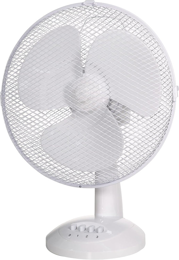 Russell Hobbs 12in Portable Desk Fan 3-Speed Wide-Angled Oscillation â White