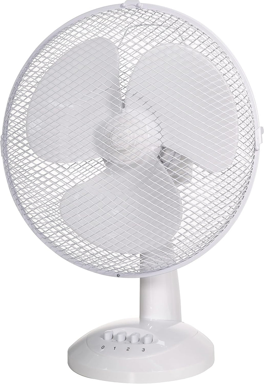 Russell Hobbs 12in Portable Desk Fan 3-Speed Wide-Angled Oscillation â White