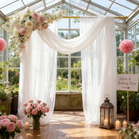 Wedding Arch Drapes - 1 Panel 28" x 19Ft Sheer White Backdrop for Ceremony Party Decor