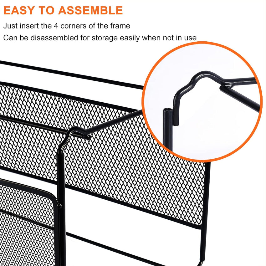 Hotyin Foolscap Suspension File Frame(39 x 28 x 24.8cm), Metal Suspension File Frame Organiser - Easy to Assemble - Hanging File Folder for Home Office Storage and Organization (Black)