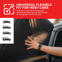 Royal Rascals Car Window Shades for Baby (2 Pack) Universal Fit for Most Cars, Full Window Covers with 40+ UV Sun Protection, Sun Shade for Baby, Cars Accessories, Car Window Curtains