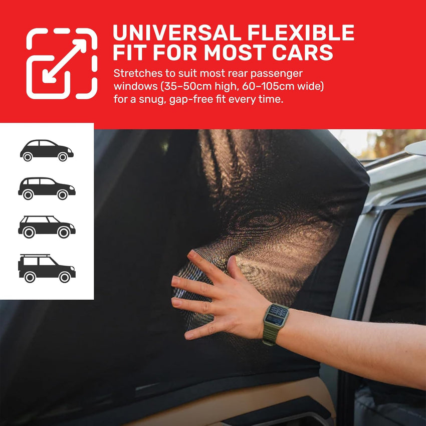Royal Rascals Car Window Shades for Baby (2 Pack) Universal Fit for Most Cars, Full Window Covers with 40+ UV Sun Protection, Sun Shade for Baby, Cars Accessories, Car Window Curtains
