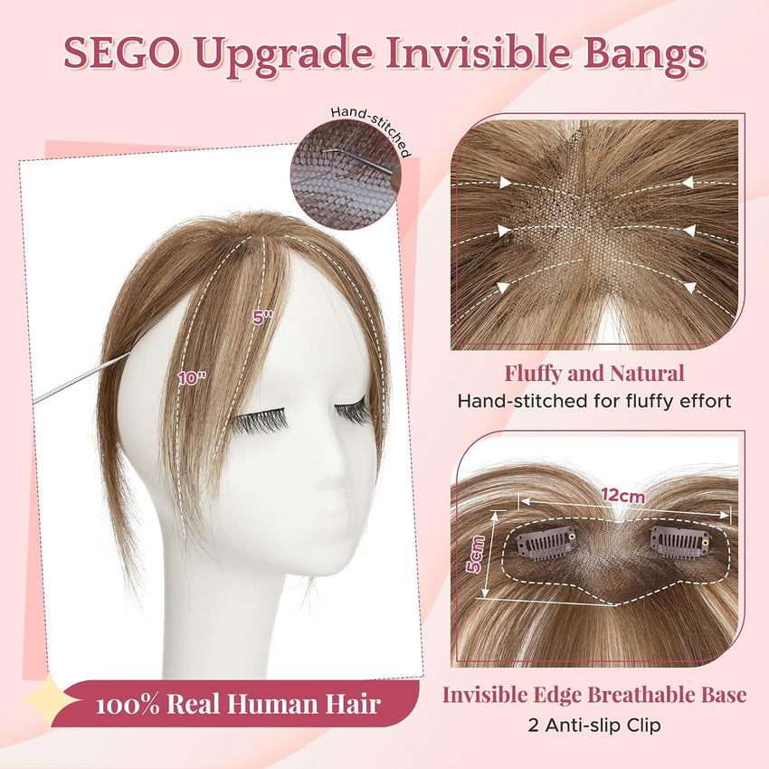 Clip-In Side Bangs Human Hair Fringe 8in â #4P27