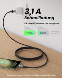 INIU USB C Charger Cable, 1m 3.1A Type C Cable Fast Charging, Braided USB A to USBC Phone Charger Cable USBC for iPhone 17 Pro Max Samsung Galaxy S25 S24 Ultra Huawei P9 Pixel 10 9 Pro iPad PS5 etc.