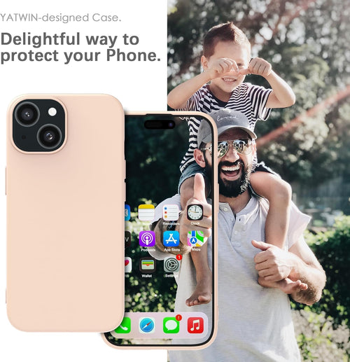 YATWIN Silicone Case for iPhone 13, Soft-Touch, Shockproof, DustProof, Antiskid Full Body Armour Phone Cover for Apple iPhone 13 - Light Pink