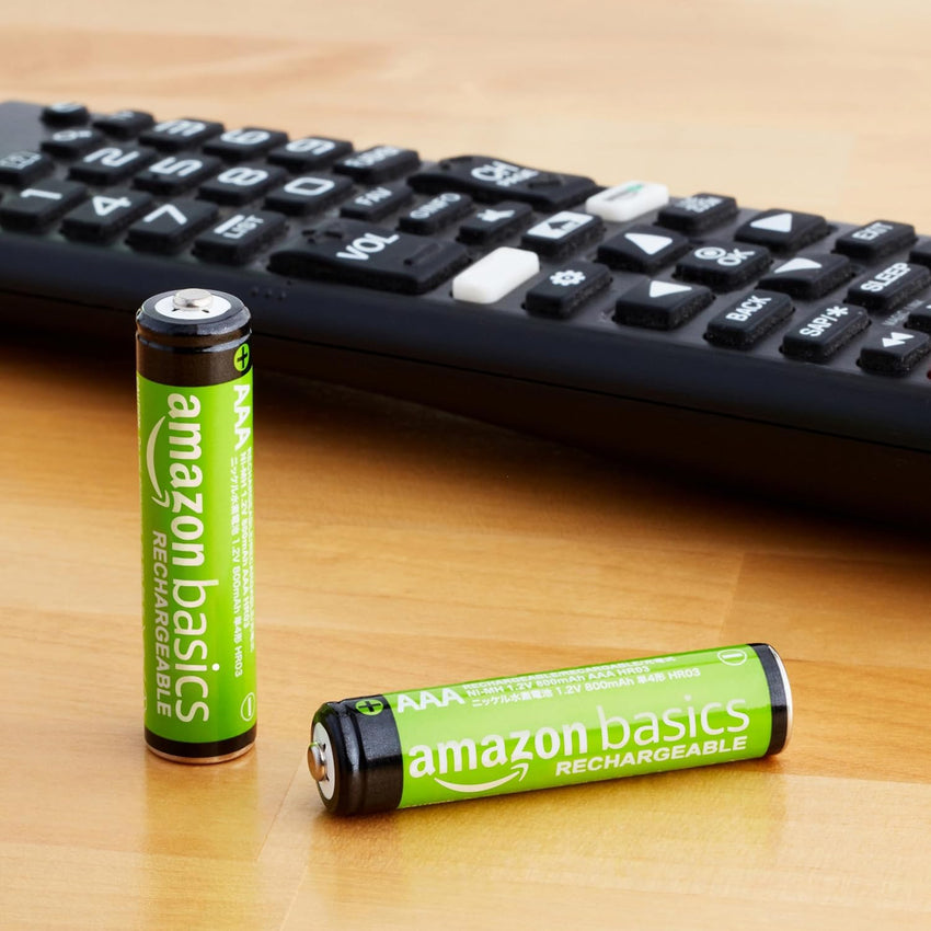 Amazon Basics 8-Pack Rechargeable AAA NiMH Performance Batteries, 800 mAh, 1.2V, Recharge up to 1000x Times, Pre-Charged