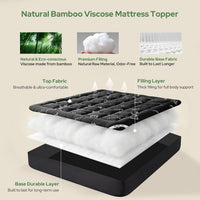 Single Mattress Topper Soft Quilted Thick Deep Pocket Back Pain Relief Grey