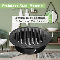 Round Soffit Vent Stainless Steel Wall Vent Grille Cover Set of 6 Black