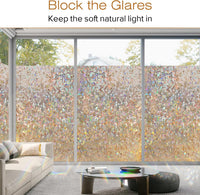 rabbitgoo Rainbow Window Film Privacy Film for Glass Windows, Decorative Stickers for Glass Privacy, Static Cling Self-Adhesive Vinyl Rainbow Stickers Gray Silver 90x300cm
