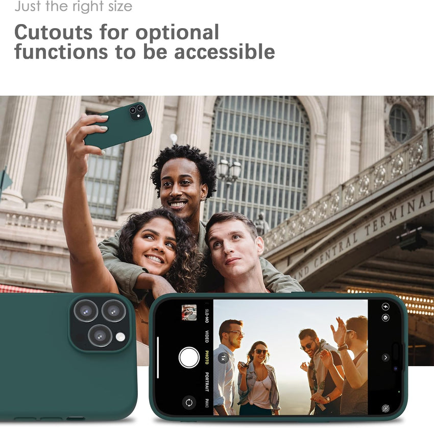 YATWIN Silicone Case for iPhone 12 Pro Max, Soft-Touch, Shockproof, DustProof, Antiskid Full Body Armour Phone Cover for Apple iPhone 12 Pro Max - Dark Green