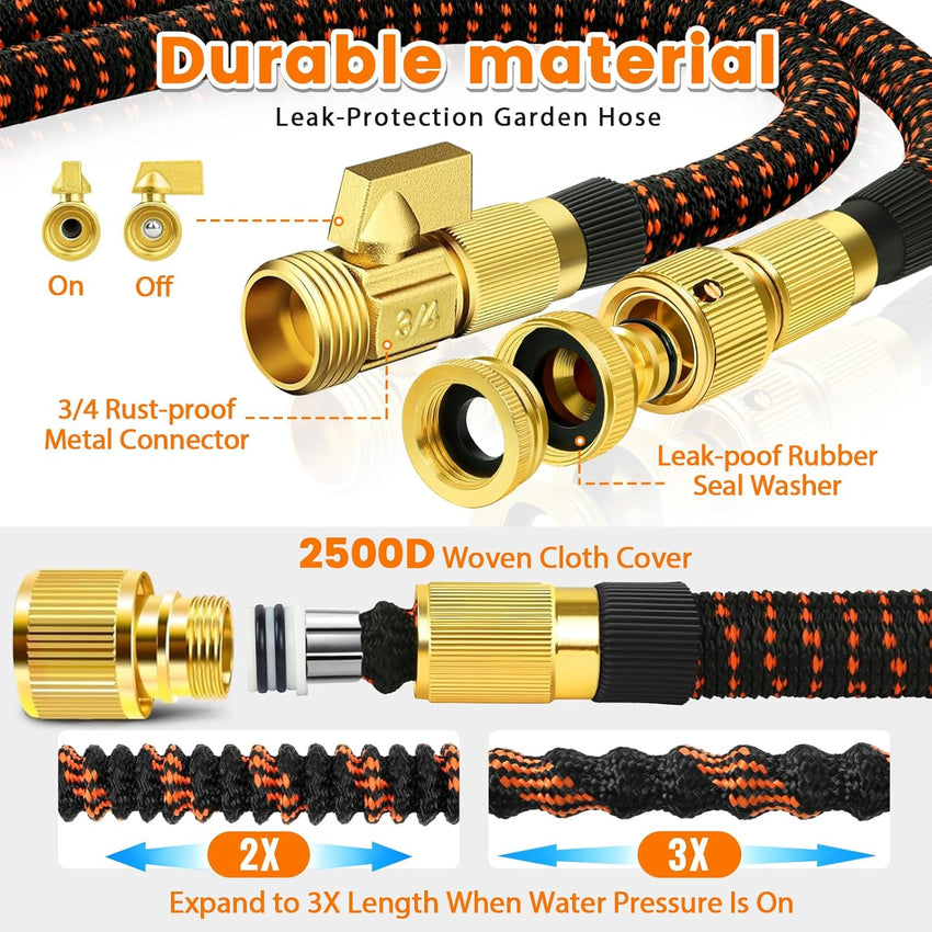 Expandable Garden Hose Flexible Retractable 10âFunction Spray â 50ft
