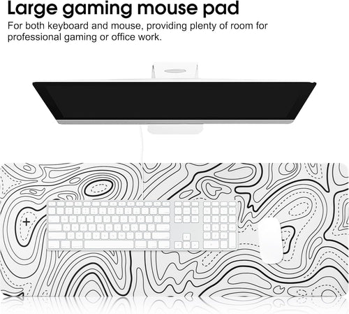 HoYiXi Mouse Pad for Home Office Work,Gaming Mouse Pad Desk Pad Soft Smooth Surface and Anti-Slip Rubber Base Waterproof Soft Cloth XX Mouse Mat 600 x 300 x 3MM,White