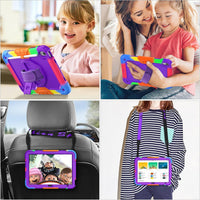 SEYMAC stock Case for iPad 10th Generation 10.9 Inch 2022, Full-Body Drop Protection with Screen Protector, Rotating Stand/Hand Strap & Pencil Holder for iPad 10 Case A2696/ A2757/ A2777, Camo+Purple