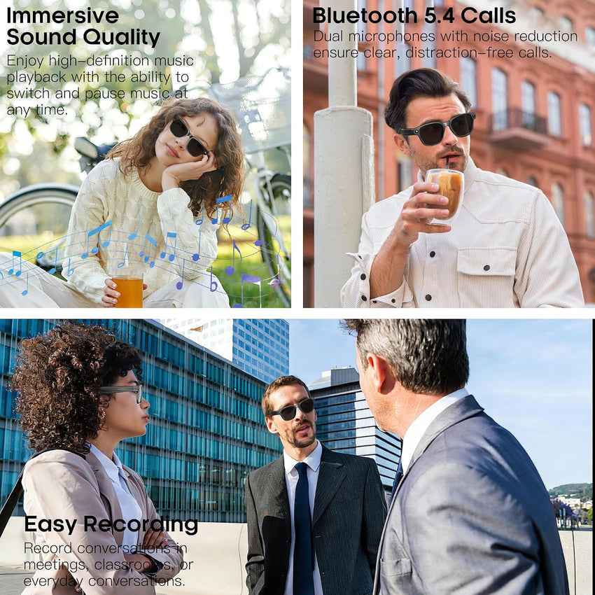 AI Camera Smart Glasses 8MP 4K Photo 1200p Video GPT Voice Assistant AI Recognition Sunglasses