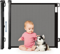 HollyHOME Retractable Stair Gate 180cm Extra Wide One Hand Operation Baby Gate Safety Gate for Baby and Pets Indoor & Outdoor, Black