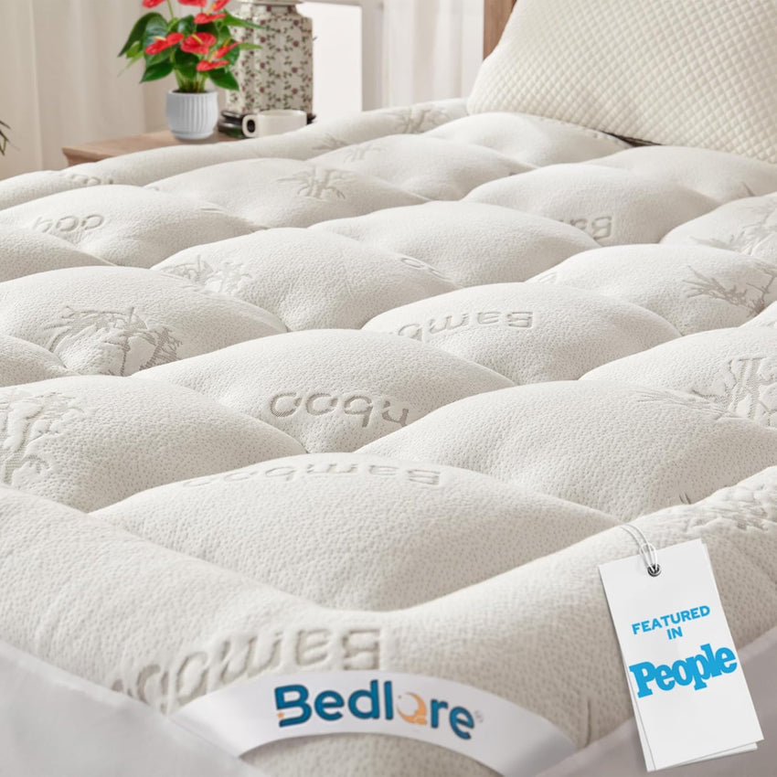 Single Mattress Topper Quilted Thick Deep Pocket for Back Pain Relief â White