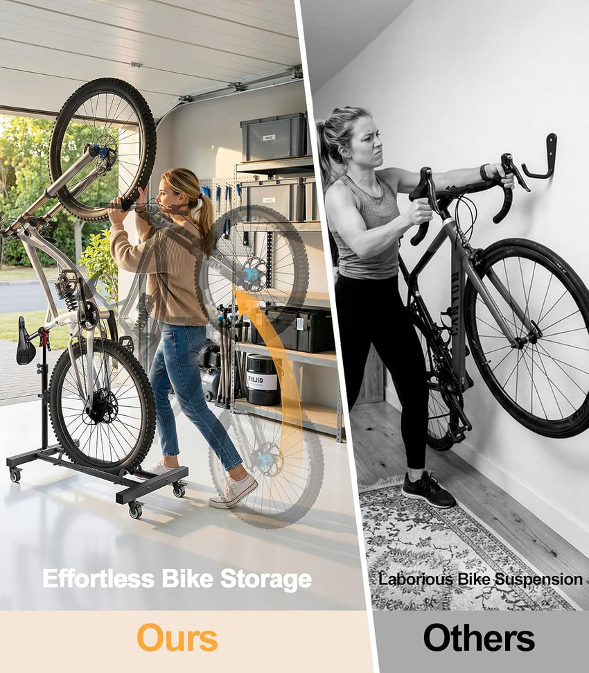Vertical Bike Stand 360Â° Wheels Upright Storage 2 Pack up to 29in