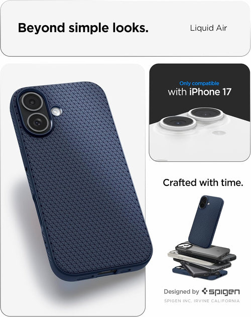 Spigen Liquid Air Case Compatible with iPhone 17 (2025) [Military-Grade Drop Protection] - Navy Blue