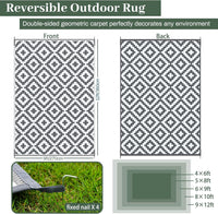 Reversible Geometric Outdoor Rug Waterproof Anti-slip UV Resistant Easy Clean â 270x360cm Grey/White