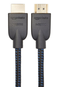 Amazon Basics HDMI Cable, 18Gbps High-Speed, 4K@60Hz, 2160p, Nylon-Braided Cord, Ethernet Ready, 4.6 m, Black & Blue