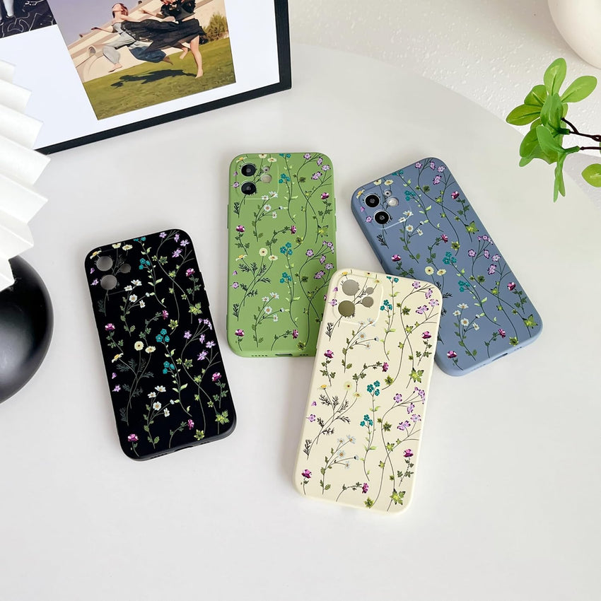 RALEAVO Floral Case for iPhone 12 Silicone Cute Cover for Women,Black