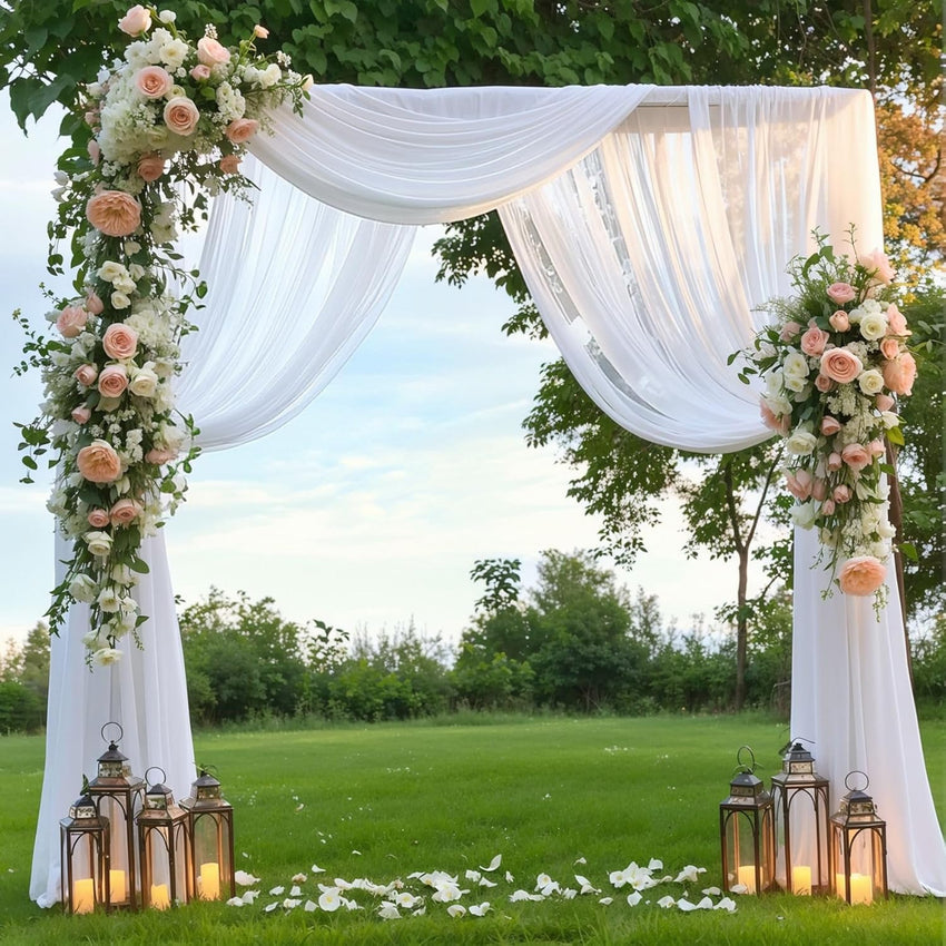 Wedding Arch Drapes - 1 Panel 28" x 19Ft Sheer White Backdrop for Ceremony Party Decor
