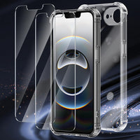 Qasyfanc 3 in 1 Phone Case Compatible with Apple iPhone 16e 2025 Case and 2 Pack Tempered Glass Screen Protector, Slim Soft TPU Shockproof iPhone SE 4th generation Case Silicone Clear 6.1-Inch