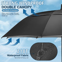 UV Golf Umbrella 68in Large Windproof Double Canopy UPF50+ â Silver/Pink