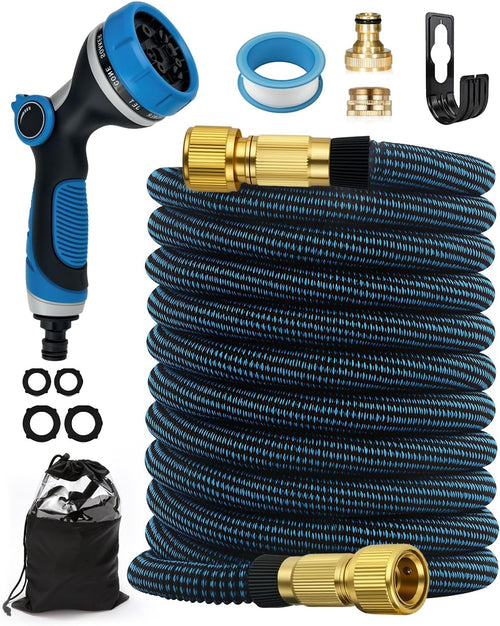 Expandable Garden Hose 50ft 10-Function Nozzle No-Kink 3-Layer Latex â 50ft