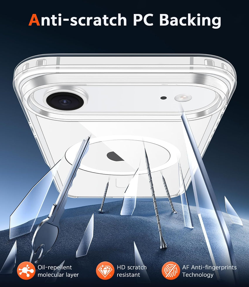 FNTCASE for iPhone Air Case: Clear Anti Yellowing Magnetic Military Grade Drop Protection Cell Phone Cover - Rugged Shockproof Protective Bumper Transparent Phonecase