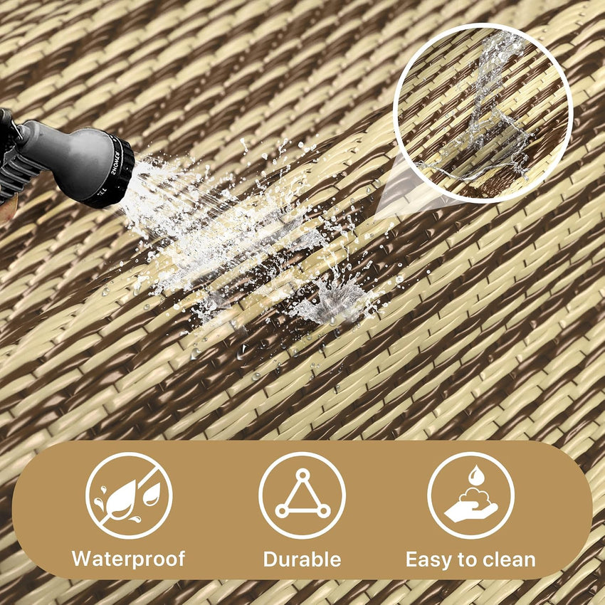 Outdoor Rug Recycled Plastic Waterproof Reversible UV Resistant Modern Carpet â 240x300cm Beige
