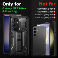 Samsung Galaxy S23 Ultra Case Military Grade Shockproof with Kickstand & Camera Cover â Black
