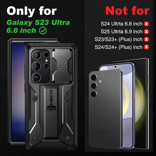 Samsung Galaxy S23 Ultra Case Military Grade Shockproof with Kickstand & Camera Cover â Black