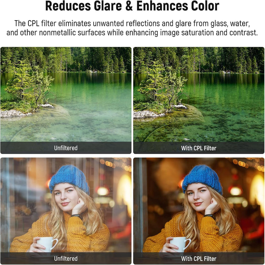 NEEWER 67mm Magnetic CPL Filter, Circular Polarizing Filter with Cold Shoe Camera Lens Clip, Photography Accessories Compatible with Samsung Galaxy Android