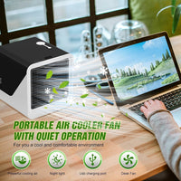 Portable Evaporative Air Cooler Fan 3 Speeds Replaceable Filter Humidifier 7-LED