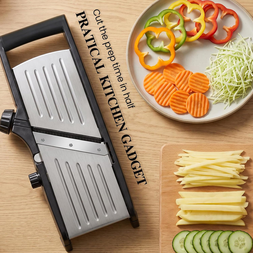 MASTERTOP Adjustable Mandoline Vegetable Slicer, Upgraded Professional Mandolin Slicer for Potato Cabbage Onion Fruits, Stainless Steel Kitchen Mandoline Food Slicer with Gloves and Cleaning Brush