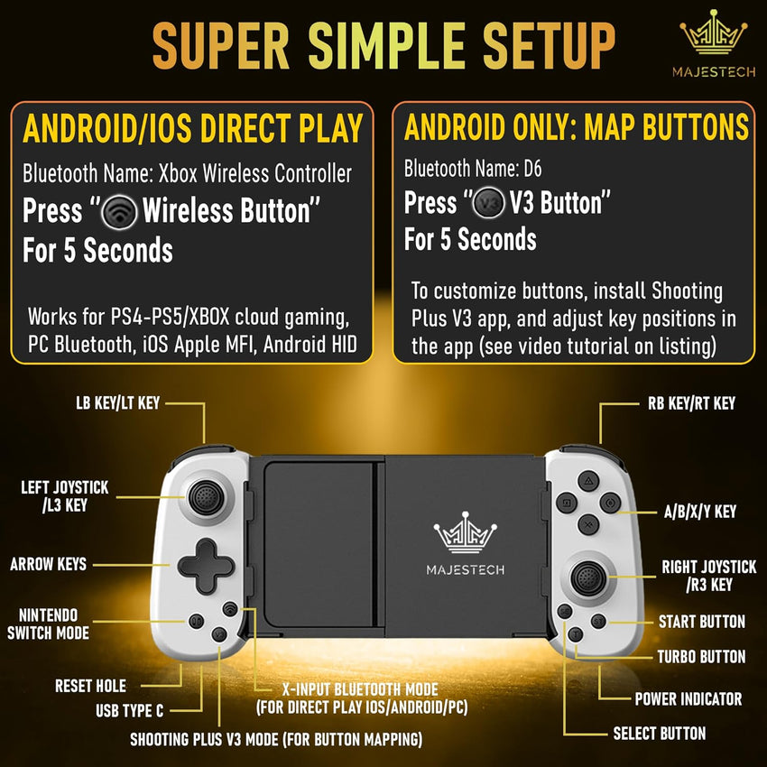 Bluetooth Mobile Game Controller Multi-Platform â Black