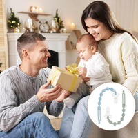 Silicone Pacifier Clip One-Piece Wooden Soother Design Fits Most Pacifiers â Sand & Light Grey
