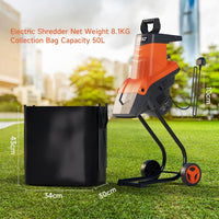 USED AIVOLT 2500W Garden Shredder, Electric Wood Chipper, Crush up to 45mm, 3600rpm Speed, 10m Power Cable, Reversible Steel Blades with Detachable 50L Collection Bag for Garden Debris, Leaves and Branches