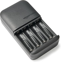 Amazon Basics Rechargeable Batteries NiMH, AAA 800mAh 4-Pack + AA 2000mAh 4 Pack with 4 Bay Battery Charger, UK Plug, Black