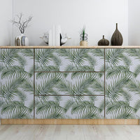 Hode Self Adhesive Wallpaper Green Leaf, Patterned Sticky Back Plastic Roll, Bathroom Kitchen Cupboard Worktop Vinyl Wrap for Furniture Table 90cmx6m