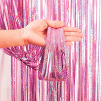 YAAVAAW 2pcs 3.2 x 8.3ft Glitter Pink Tinsel Curtain Foil Fringe Curtain Backdrop Party Streamers Curtain Photo Backdrop Decorations for Birthday School Graduation Hen Girls Party Decorations Pink