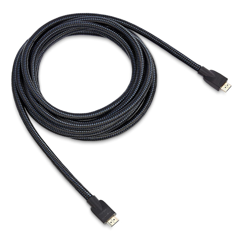 Amazon Basics HDMI Cable, 18Gbps High-Speed, 4K@60Hz, 2160p, Nylon-Braided Cord, Ethernet Ready, 4.6 m, Black & Blue