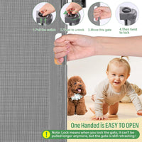 MYPIN Extra Wide Retractable Dog and Baby Gates - Indoor/Outdoor Stair Gates for Stairways, Hallways, Doorways (Grey, 140 X 86 CM)