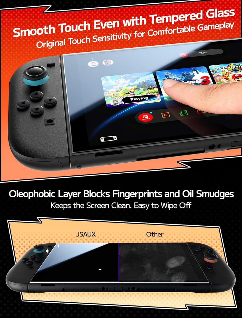 JSAUX 3-Pack Screen Protector for Nintendo Switch 2, Easy to Install with Guiding Frame Tempered Glass Ultra HD Glass Protector 9H Hardness Scratch Resistant